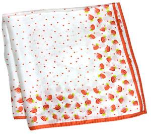 スカーフ　絹100%　いちご　オレンジ